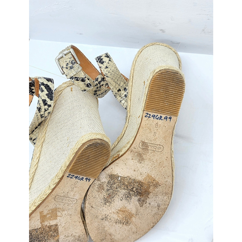 Resort Chic Coach Helen Wedge Sandals Women 8B Snakeskin Espadrille - Picture 10 of 12